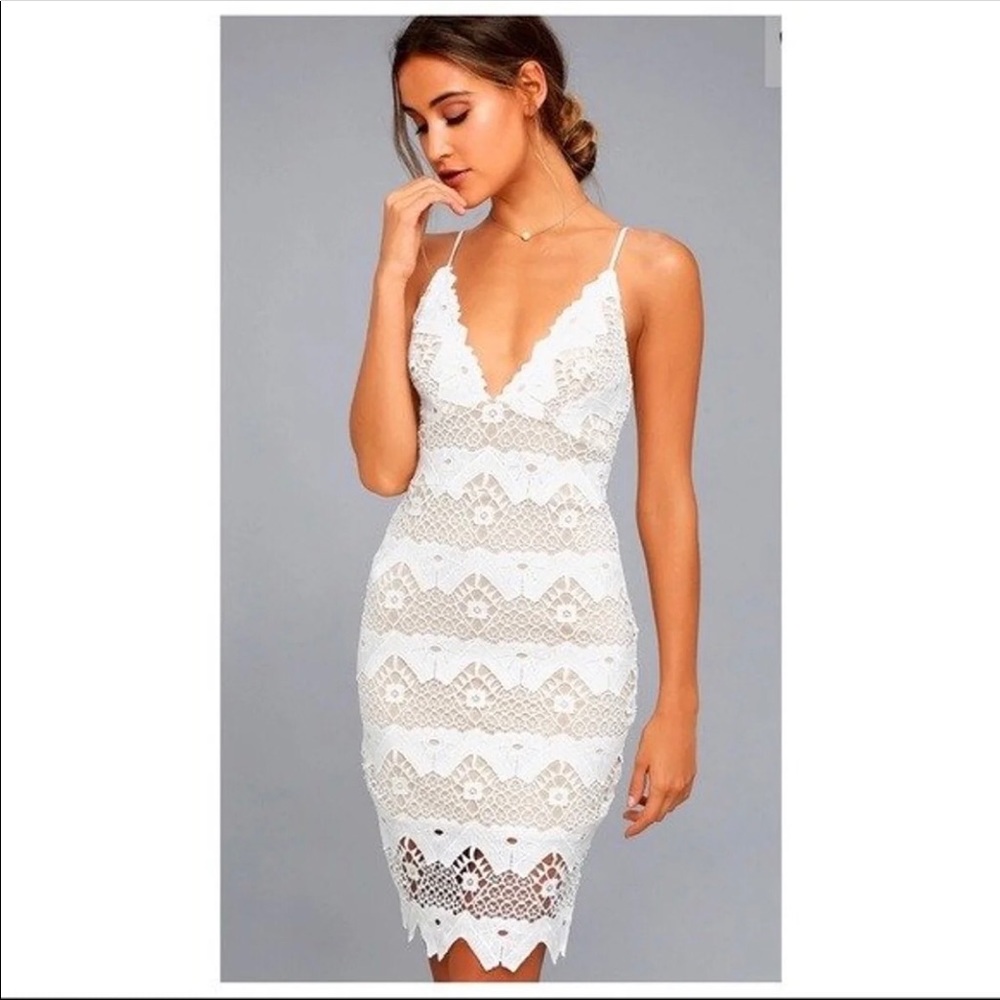 Lulus Stay Away White Crochet Dress